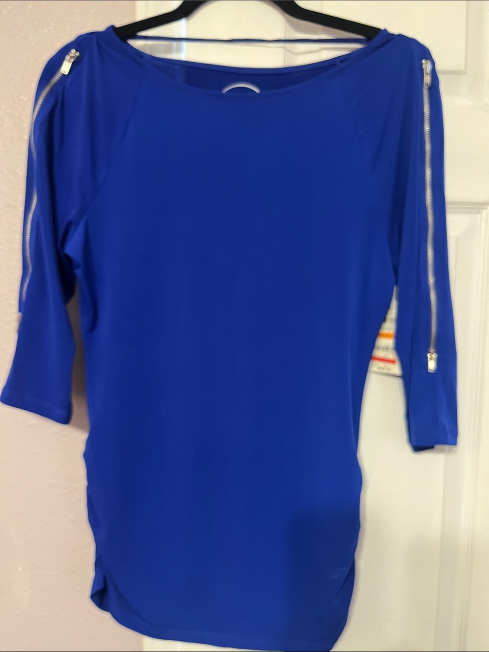 INC International Concepts Royal Blue Boatneck Tunic with Zip-Trim Sleeves
